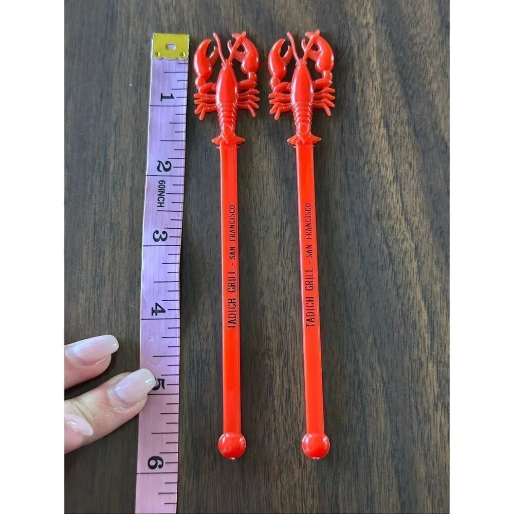 Vintage Red San Francisco Tadich Grill Lobster Swizzle Stick Barware Collectible